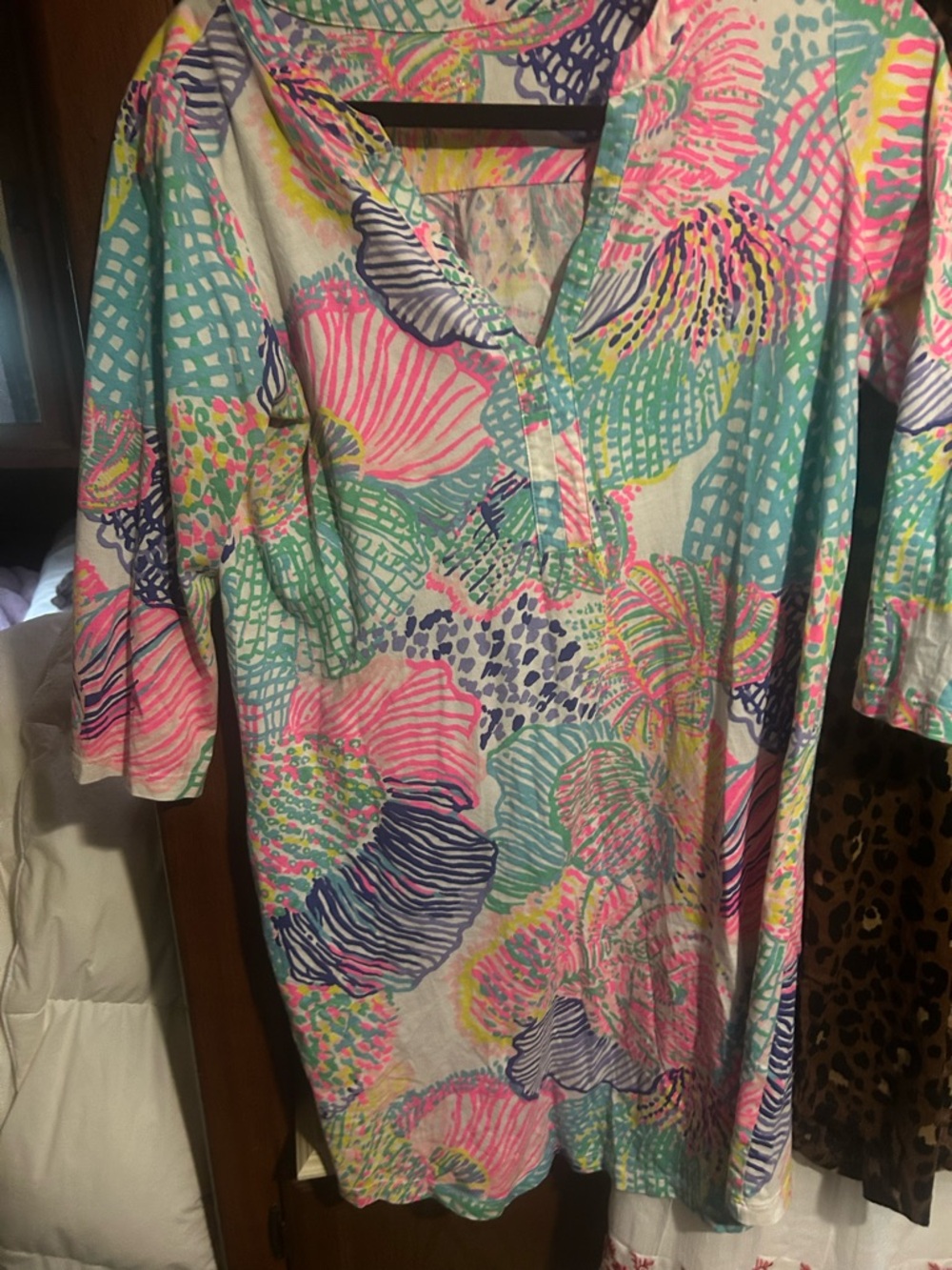 Lily Pulitzer Vibrant Seashell Print Tunic Dress - Pink, Teal, Navy size medium